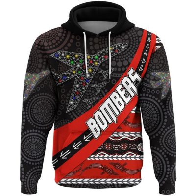 AFL Essendon Bombers Indigenous Black Style Pullover Hoodie