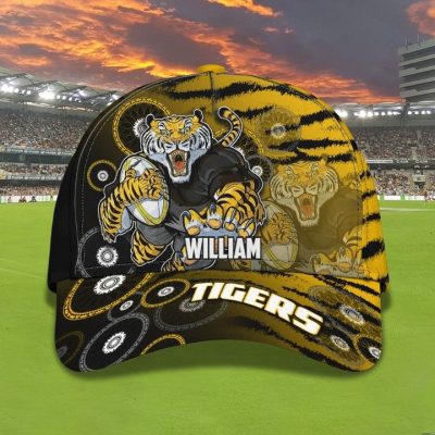 AFL Richmond Tigers Custom Name Indigenous Yellow Classic Cap