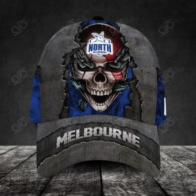 AFL North Melbourne Kangaroos Custom Name Skull Classic Cap