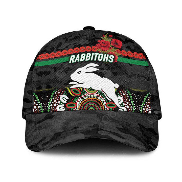 NRL South Sydney Rabbitohs Poppy Flower Camo Black Classic Cap NRL South Sydney Rabbitohs Poppy Flower Camo Black Classic Cap