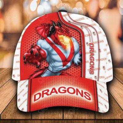 NRL St. George Illawarra Dragons White Red Mascot Classic Cap