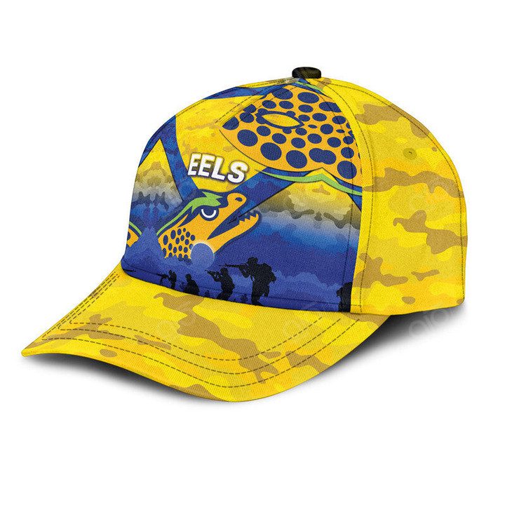 NRL Parramatta Eels Gold Simple ANZAC Style Classic Cap NRL Parramatta Eels Gold Simple ANZAC Style Classic Cap