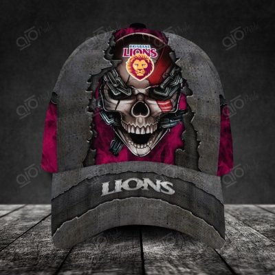 AFL Brisbane Lions Custom Name Skull Classic Cap