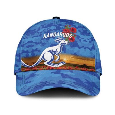 AFL North Melbourne Kangaroos Poppy Flowers Blue Classic Cap