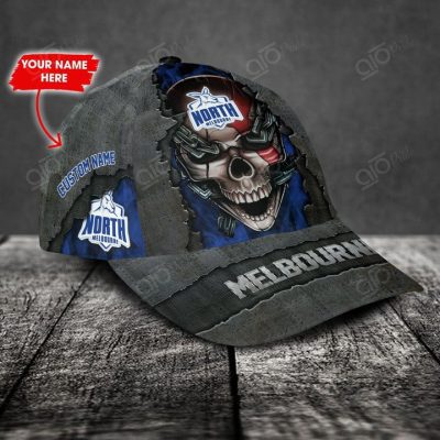 AFL North Melbourne Kangaroos Custom Name Skull Classic Cap