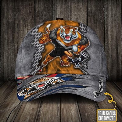 NRL Wests Tigers Custom Name Mascot Scratch Grey Classic Cap