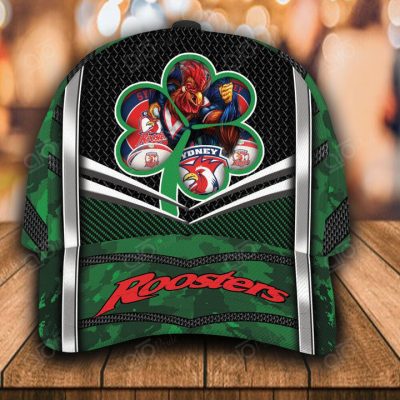 NRL Sydney Roosters Custom Name Mascot Green Classic Cap