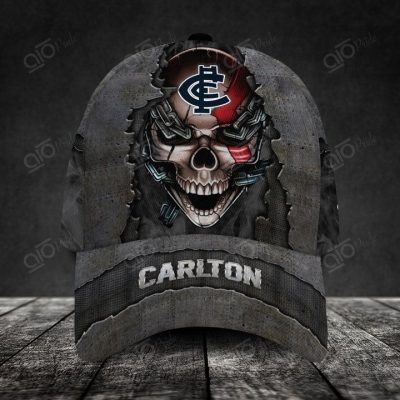 AFL Carlton Blues Custom Name Skull Classic Cap