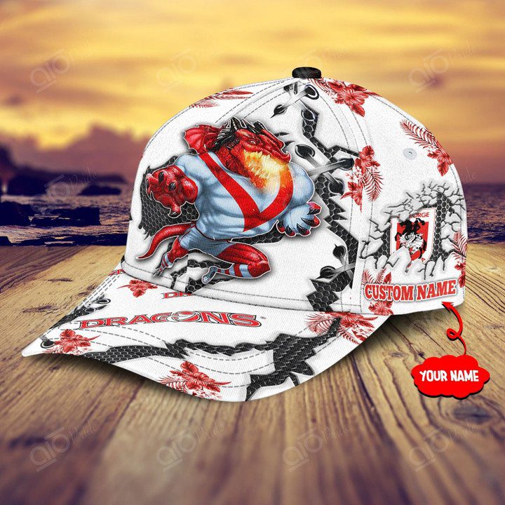 NRL St. George Illawarra Dragons Custom Name Mascot Flower Classic Cap NRL St. George Illawarra Dragons Custom Name Mascot Flower Classic Cap