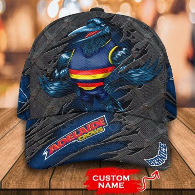 AFL Adelaide Crows Custom Name Black Blue Mascot Classic Cap
