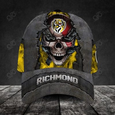 AFL Richmond Tigers Custom Name Skull Yellow Classic Cap