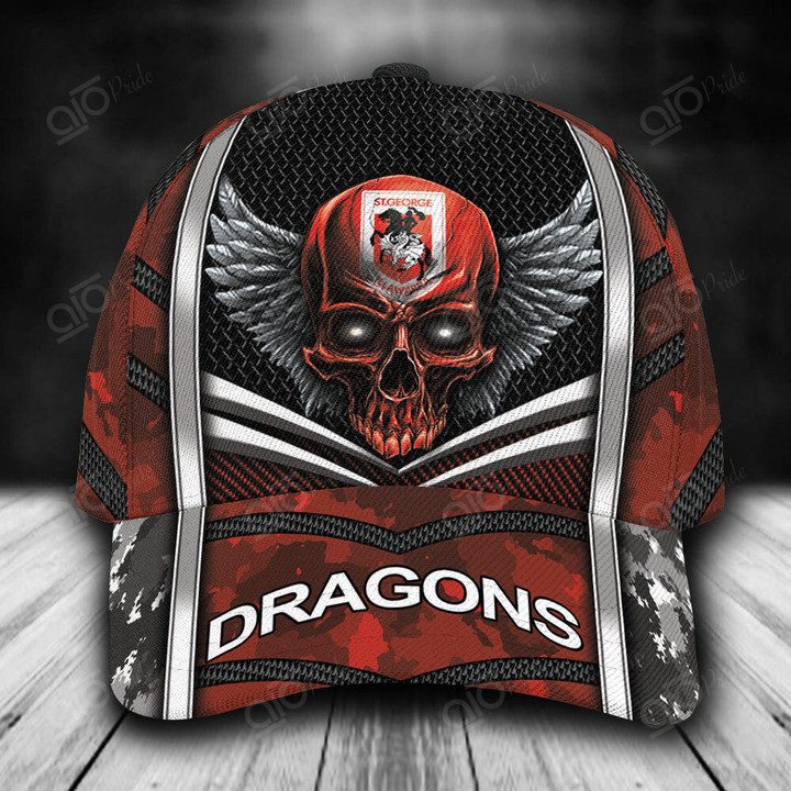 NRL St. George Illawarra Dragons Custom Name Skull Classic Cap NRL St. George Illawarra Dragons Custom Name Skull Classic Cap