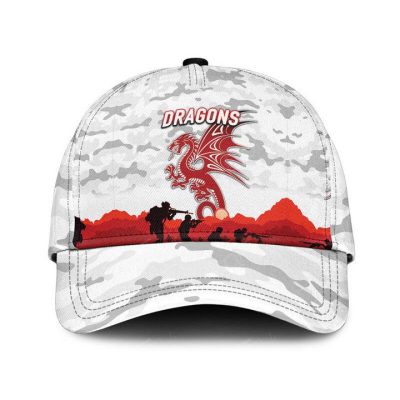 NRL St. George Illawarra Dragons Simple Style White ANZAC Day Classic Cap