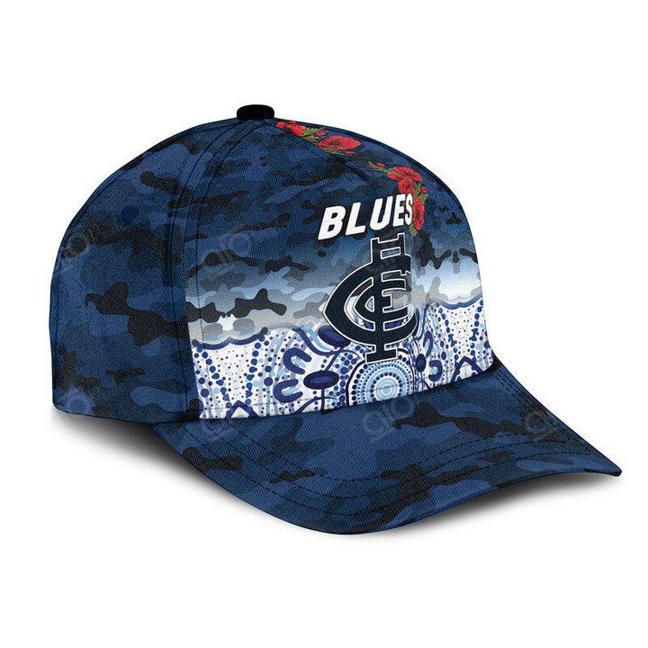 AFL Carlton Blues Navy Blue Indigenous Poopy Classic Cap AFL Carlton Blues Navy Blue Indigenous Poopy Classic Cap