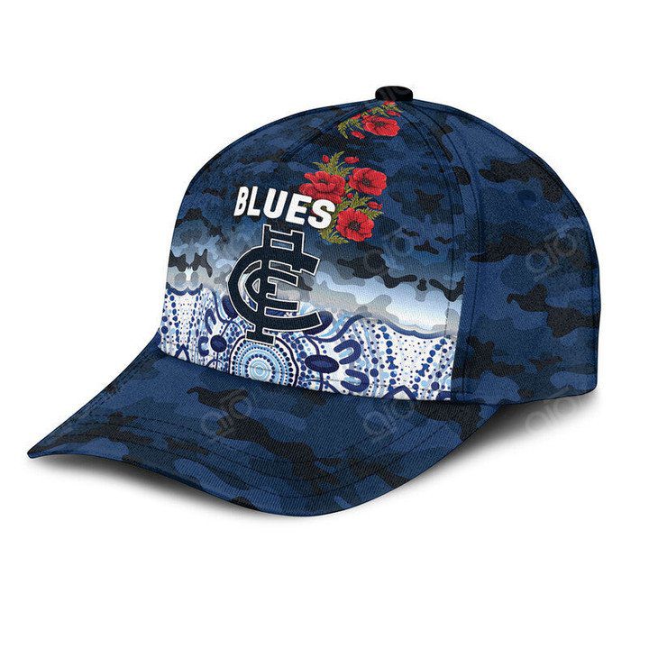 AFL Carlton Blues Navy Blue Indigenous Poopy Classic Cap AFL Carlton Blues Navy Blue Indigenous Poopy Classic Cap