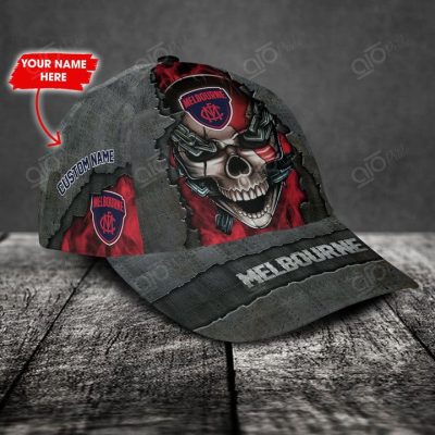AFL Melbourne Demons Custom Name Skull Classic Cap