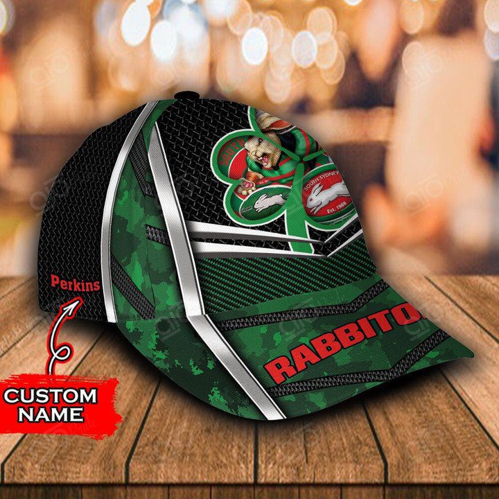 NRL South Sydney Rabbitohs Custom Name Mascot Green Classic Cap NRL South Sydney Rabbitohs Custom Name Mascot Green Classic Cap