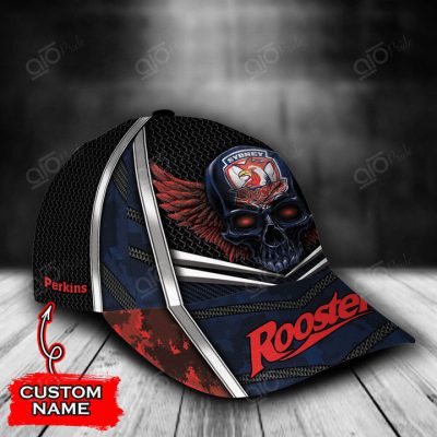NRL Sydney Roosters Custom Name Skull Classic Cap