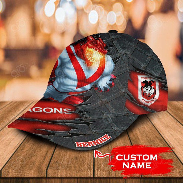 NRL St. George Illawarra Dragons Custom Name Mascot Scratch Cover Classic Cap NRL St. George Illawarra Dragons Custom Name Mascot Scratch Cover Classic Cap
