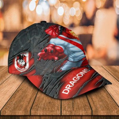 NRL St. George Illawarra Dragons Custom Name Mascot Scratch Cover Classic Cap