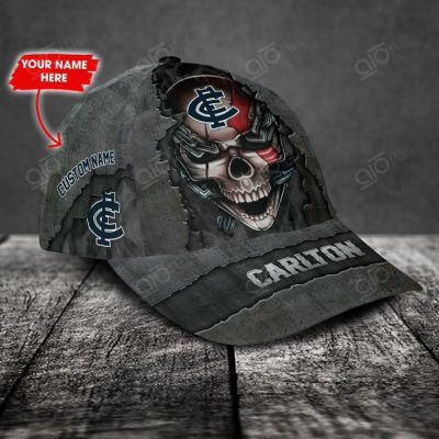 AFL Carlton Blues Custom Name Skull Classic Cap