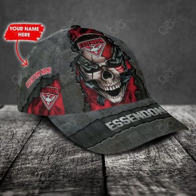 AFL Essendon Bombers Custom Name Skull Red Classic Cap