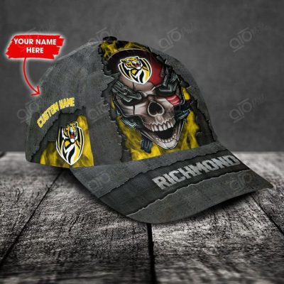 AFL Richmond Tigers Custom Name Skull Yellow Classic Cap