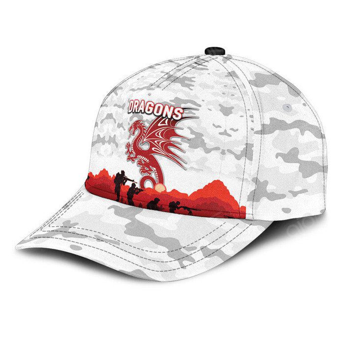 NRL St. George Illawarra Dragons Simple Style White ANZAC Day Classic Cap NRL St. George Illawarra Dragons Simple Style White ANZAC Day Classic Cap