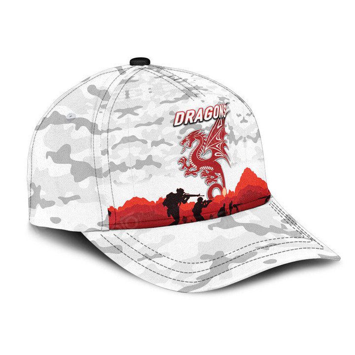NRL St. George Illawarra Dragons Simple Style White ANZAC Day Classic Cap NRL St. George Illawarra Dragons Simple Style White ANZAC Day Classic Cap