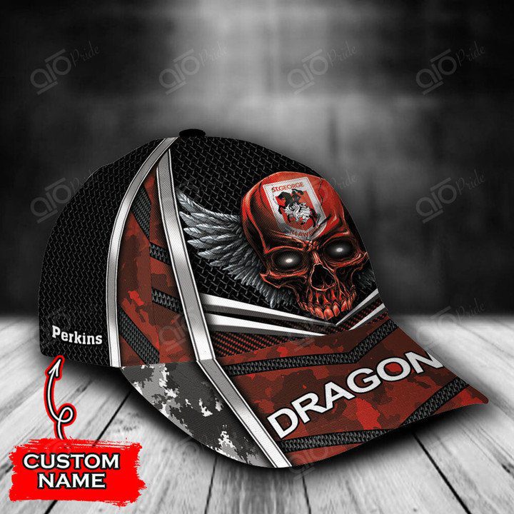 NRL St. George Illawarra Dragons Custom Name Skull Classic Cap NRL St. George Illawarra Dragons Custom Name Skull Classic Cap