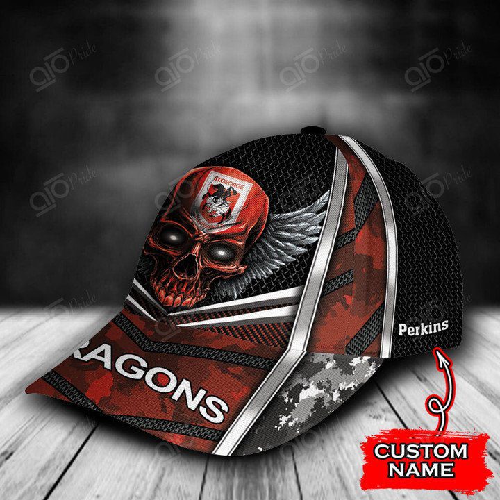 NRL St. George Illawarra Dragons Custom Name Skull Classic Cap NRL St. George Illawarra Dragons Custom Name Skull Classic Cap