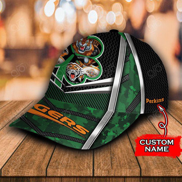 NRL Wests Tigers Custom Name Mascot Green Camo Classic Cap NRL Wests Tigers Custom Name Mascot Green Camo Classic Cap
