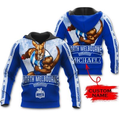 AFL North Melbourne Kangaroos Custom Name Mascot Pullover Hoodie