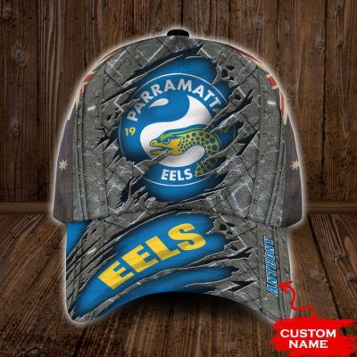 NRL Parramatta Eels Custom Name Grey Scratch Logo Classic Cap