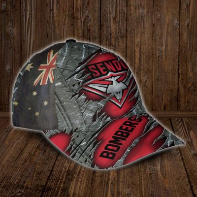 AFL Essendon Bombers Custom Name Red Grey Classic Cap