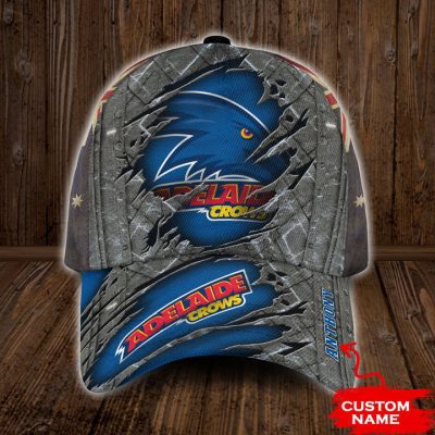 AFL Adelaide Crows Custom Name Black Blue Mascot Classic Cap V2