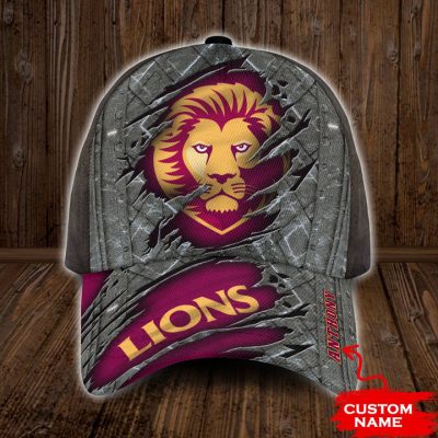 AFL Brisbane Lions Custom Name Grey Maroon Classic Cap