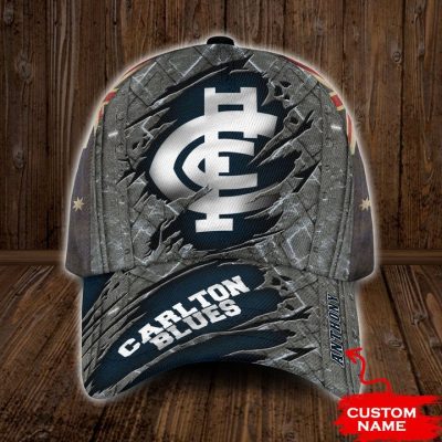AFL Carlton Blues Custom Name Navy Blue Classic Cap
