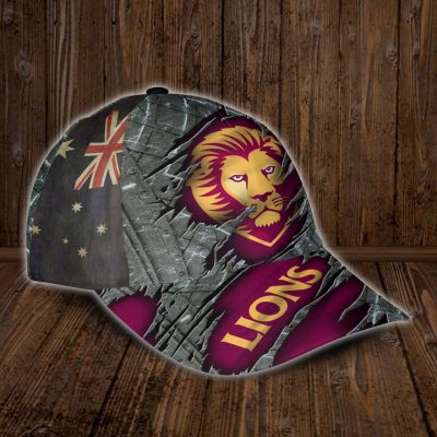 AFL Brisbane Lions Custom Name Grey Maroon Classic Cap