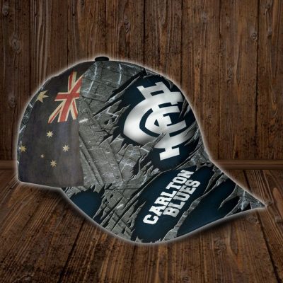 AFL Carlton Blues Custom Name Navy Blue Classic Cap