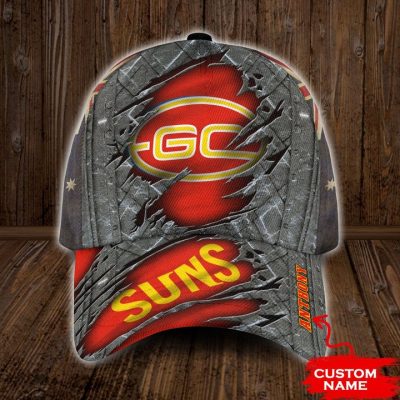 AFL Gold Coast Suns Custom Name Red Grey Classic Cap