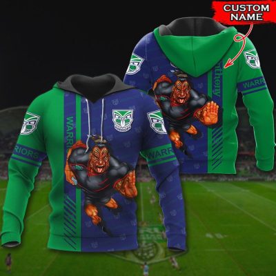 NRL New Zealand Warriors Custom Name Mascot Pullover Hoodie