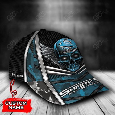 NRL Cronulla-Sutherland Sharks Skull Custom Name Classic Cap