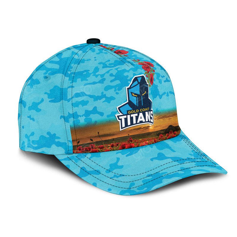 NRL Gold Coast Titans ANZAC Poppy Flowers Classic Cap NRL Gold Coast Titans ANZAC Poppy Flowers Classic Cap