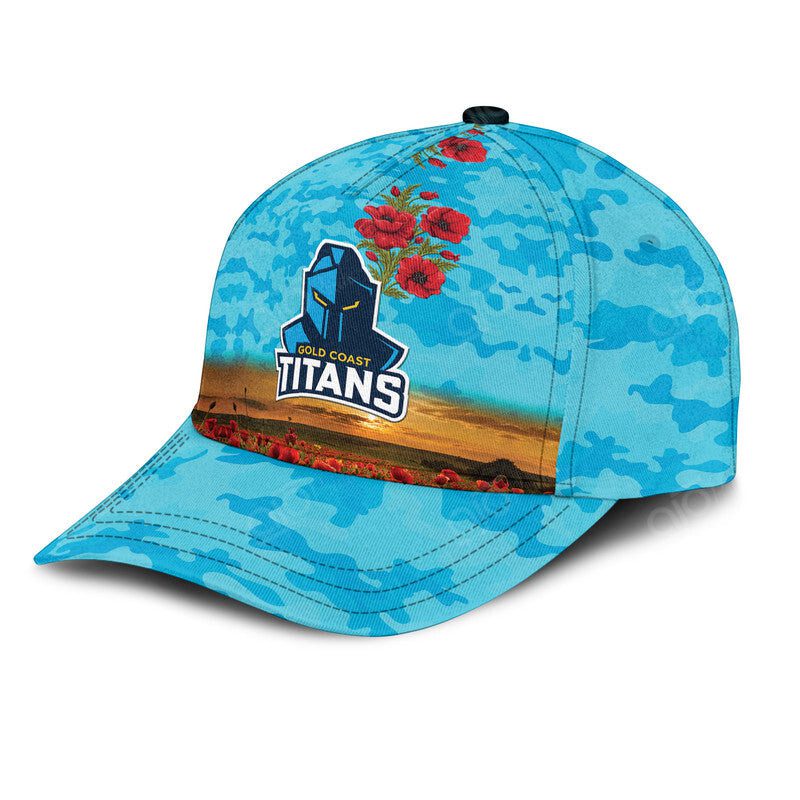 NRL Gold Coast Titans ANZAC Poppy Flowers Classic Cap NRL Gold Coast Titans ANZAC Poppy Flowers Classic Cap