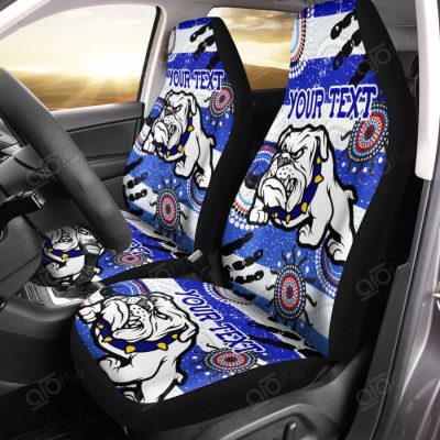 NRL Canterbury-Bankstown Bulldogs Custom Text Indigenous Car Seat Covers V3