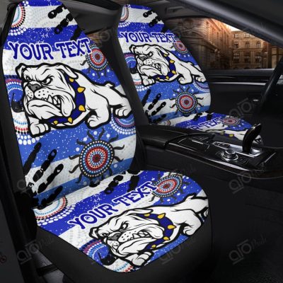 NRL Canterbury-Bankstown Bulldogs Custom Text Indigenous Car Seat Covers V3