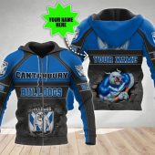 NRL Canterbury-Bankstown Bulldogs Custom Name Number Mascot Pullover Hoodie V12