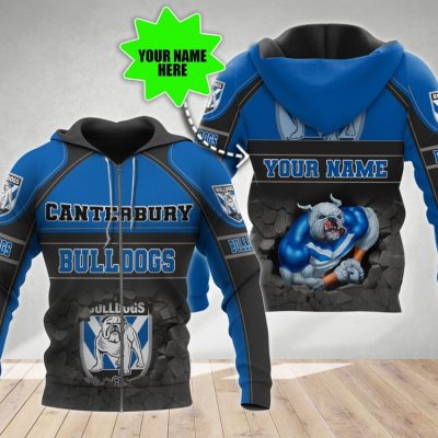 NRL Canterbury-Bankstown Bulldogs Custom Name Number Mascot Pullover Hoodie V12
