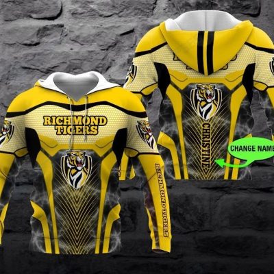 AFL Richmond Tigers Custom Name Yellow Pullover Hoodie